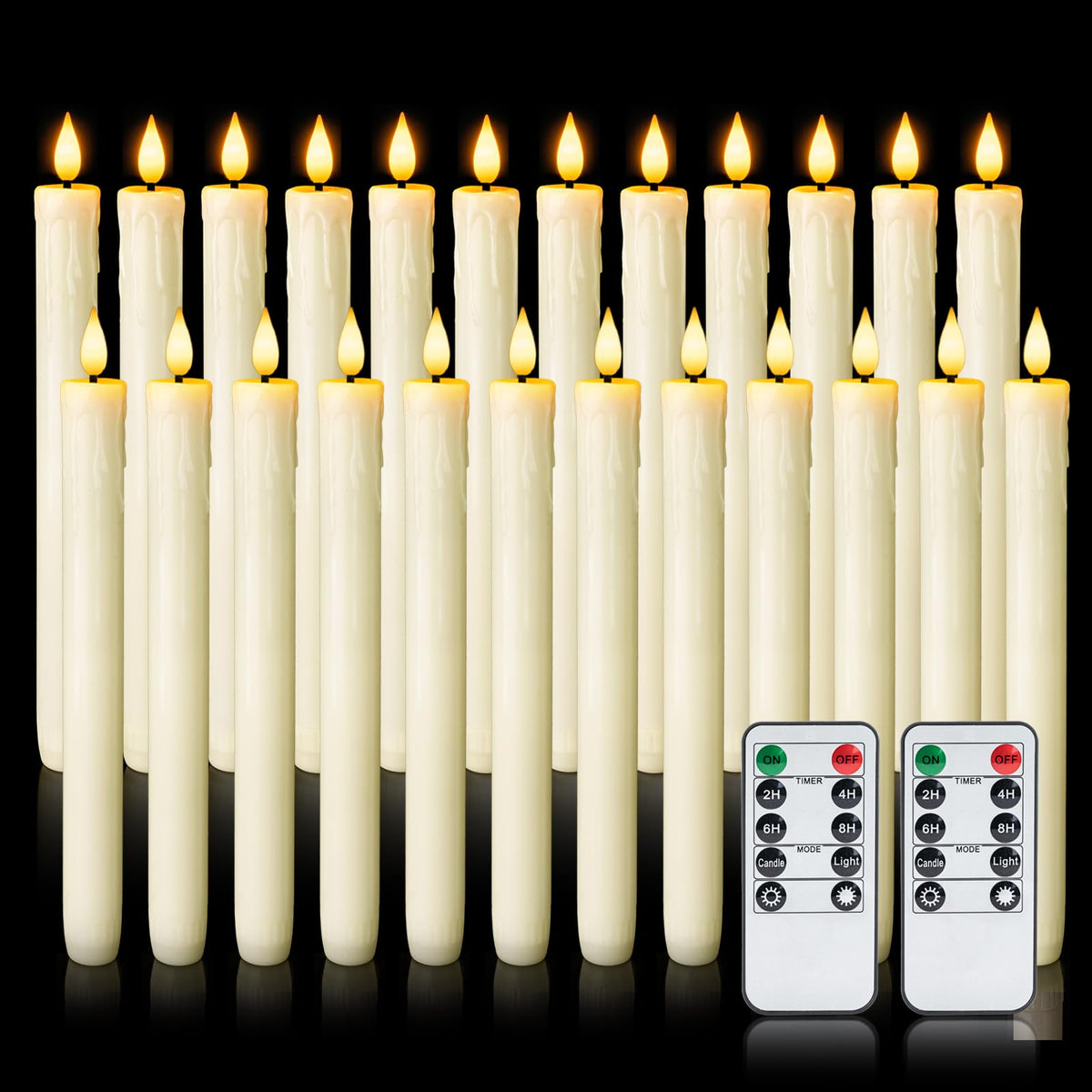 Homemory real wax flameless taper candle with remote glow on a windowsill