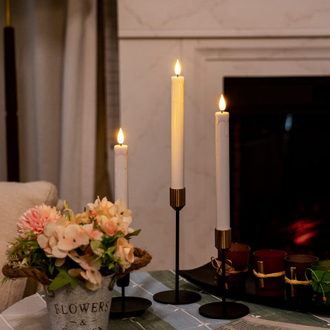 Homemory flameless taper candles with realistic flicker for a cozy, worry-free ambiance.