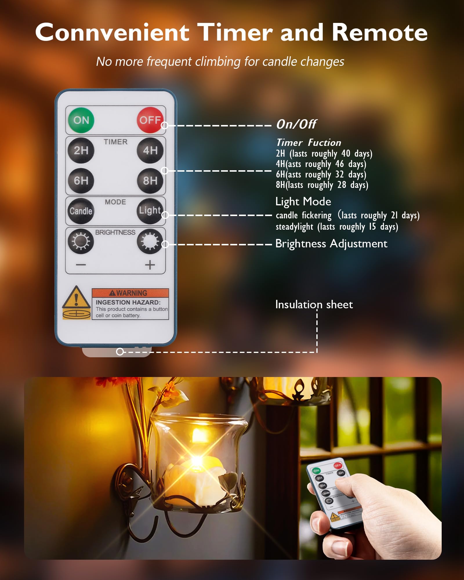 Homemory flickering LED tea light simulates candle glow for table settings