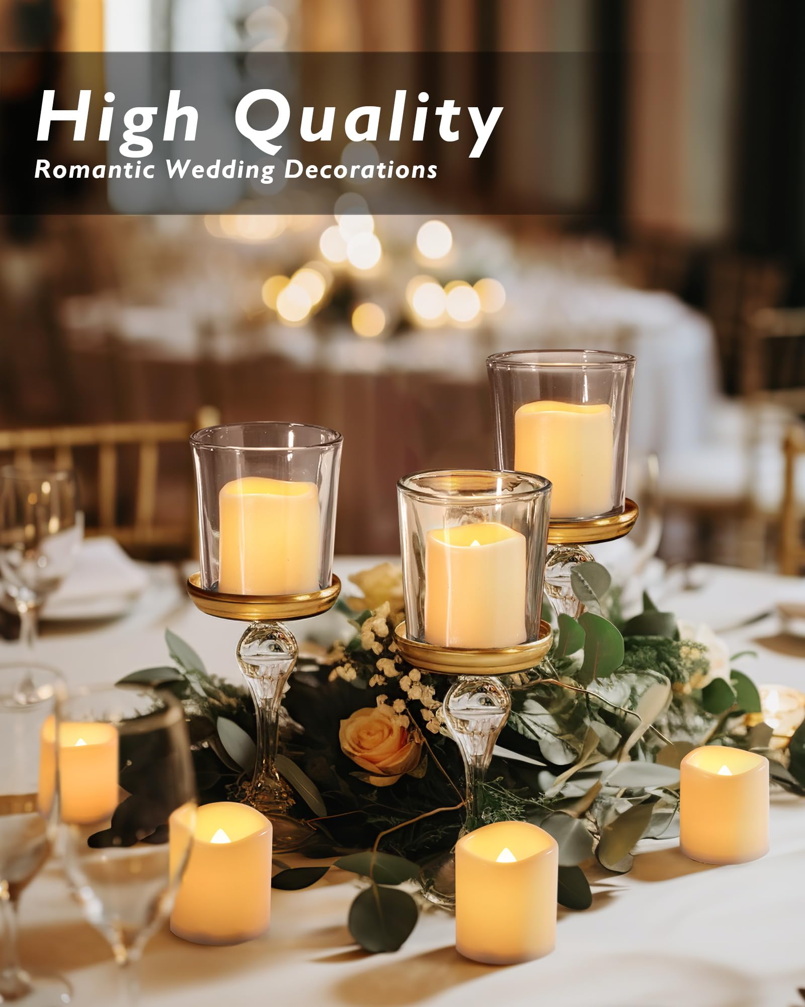 Homemory flickering votive candle close-up shows realistic flame effect.