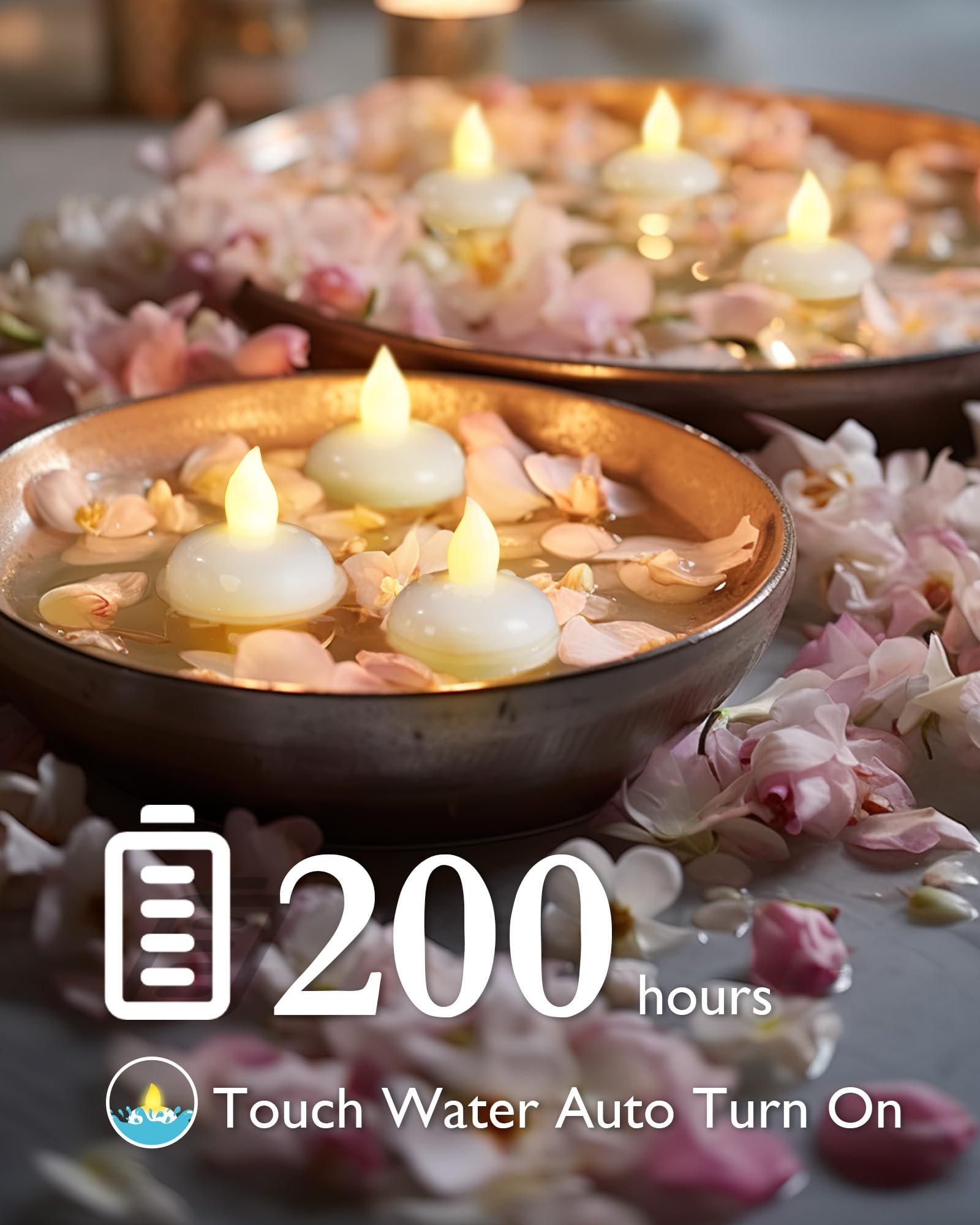 Homemory floating candles in a cylinder vase offer safe, water-activated glow for events.