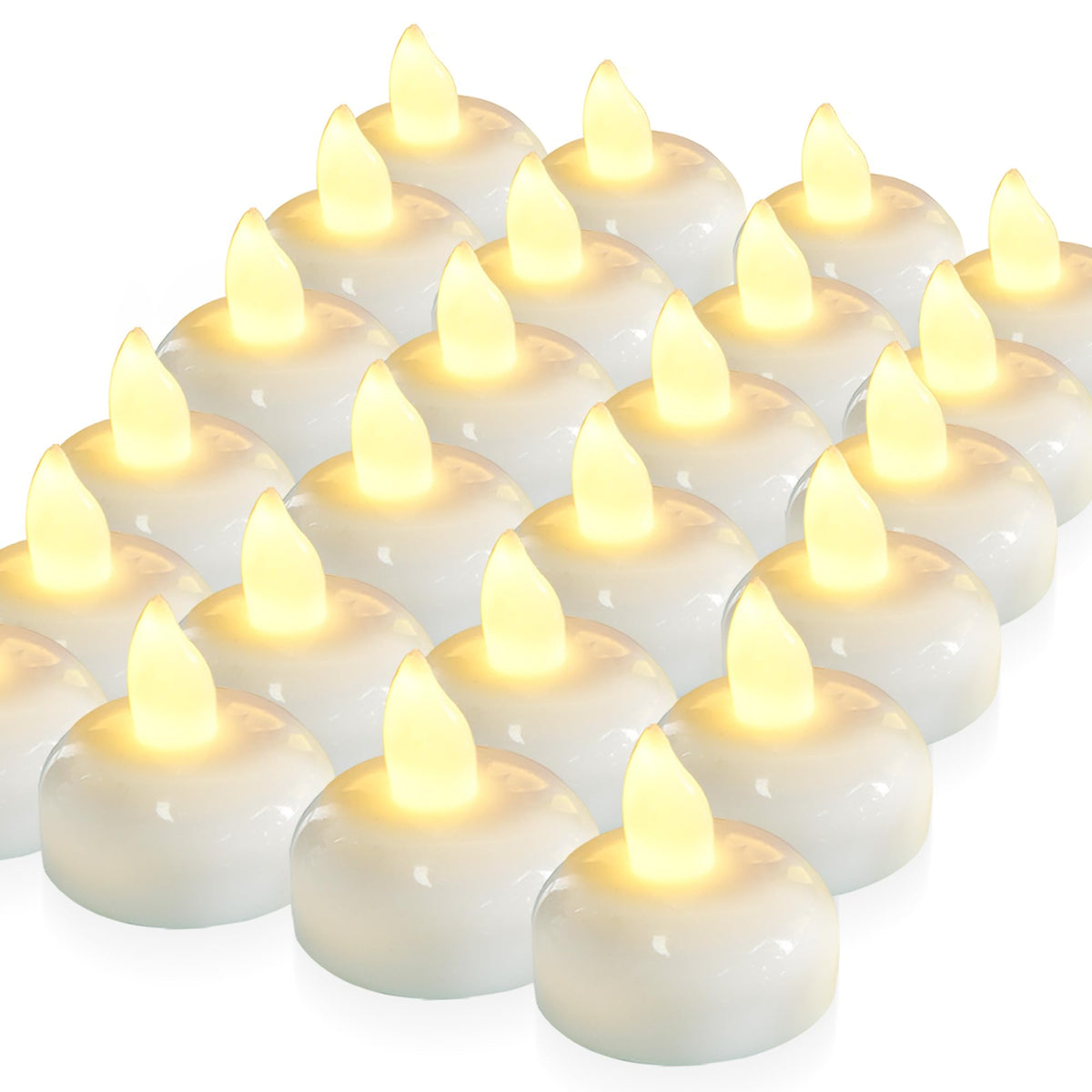 Homemory floating candles in a glass vase create warm, romantic ambient lighting.