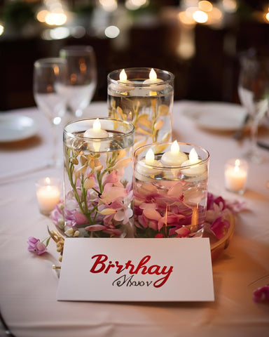 Homemory floating candles in a mason jar provide elegant centerpiece illumination.