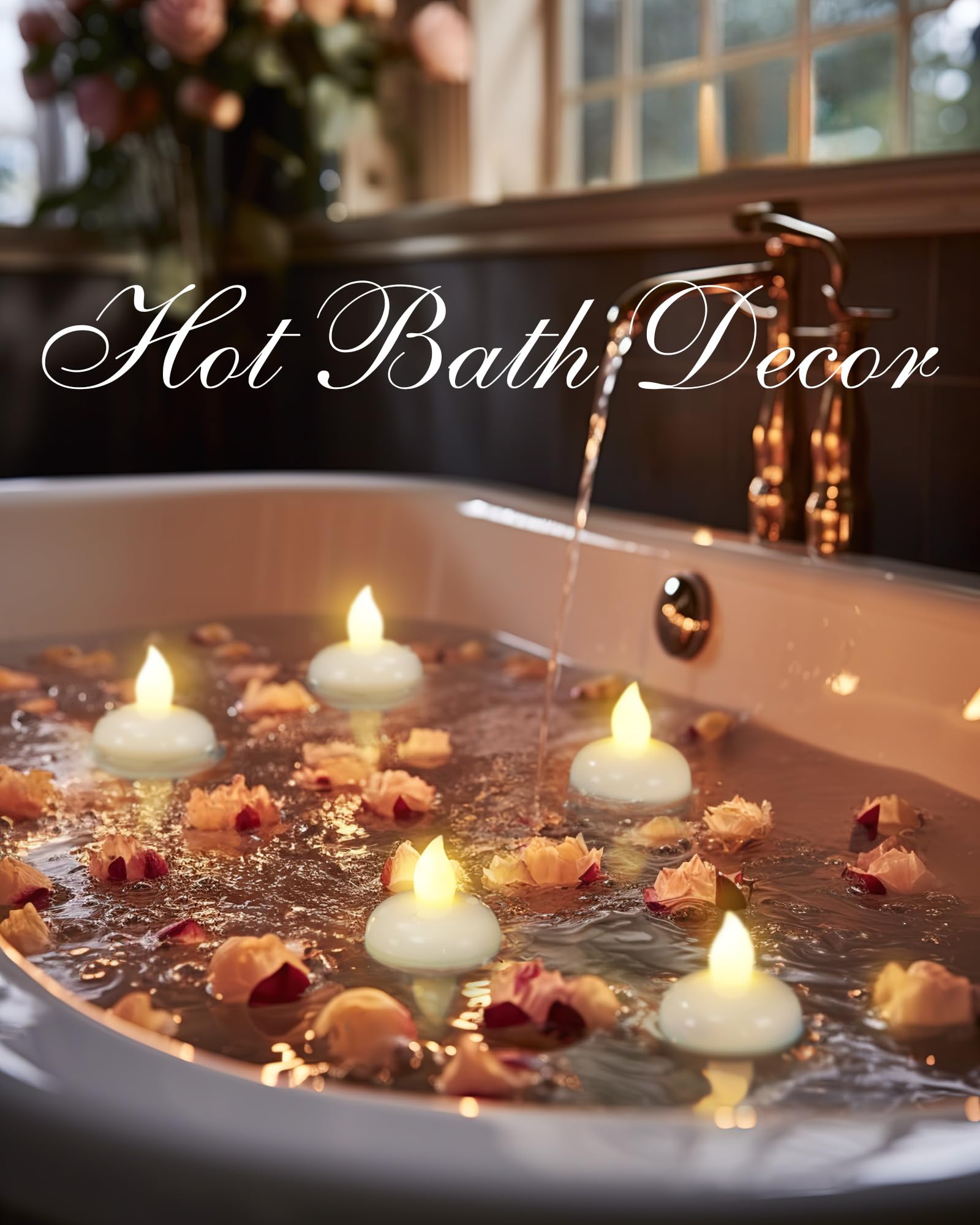 Homemory floating candles by the poolside set a tranquil, smokeless glow.