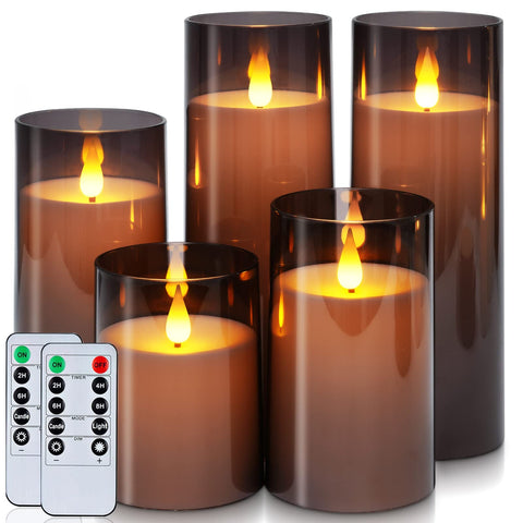 Homemory gray flickering candles in clear acrylic shells create safe ambient glow