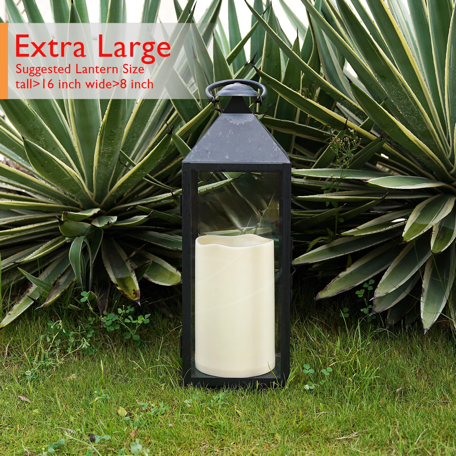 Homemory IPX5 weatherproof candle withstands rain and sun.