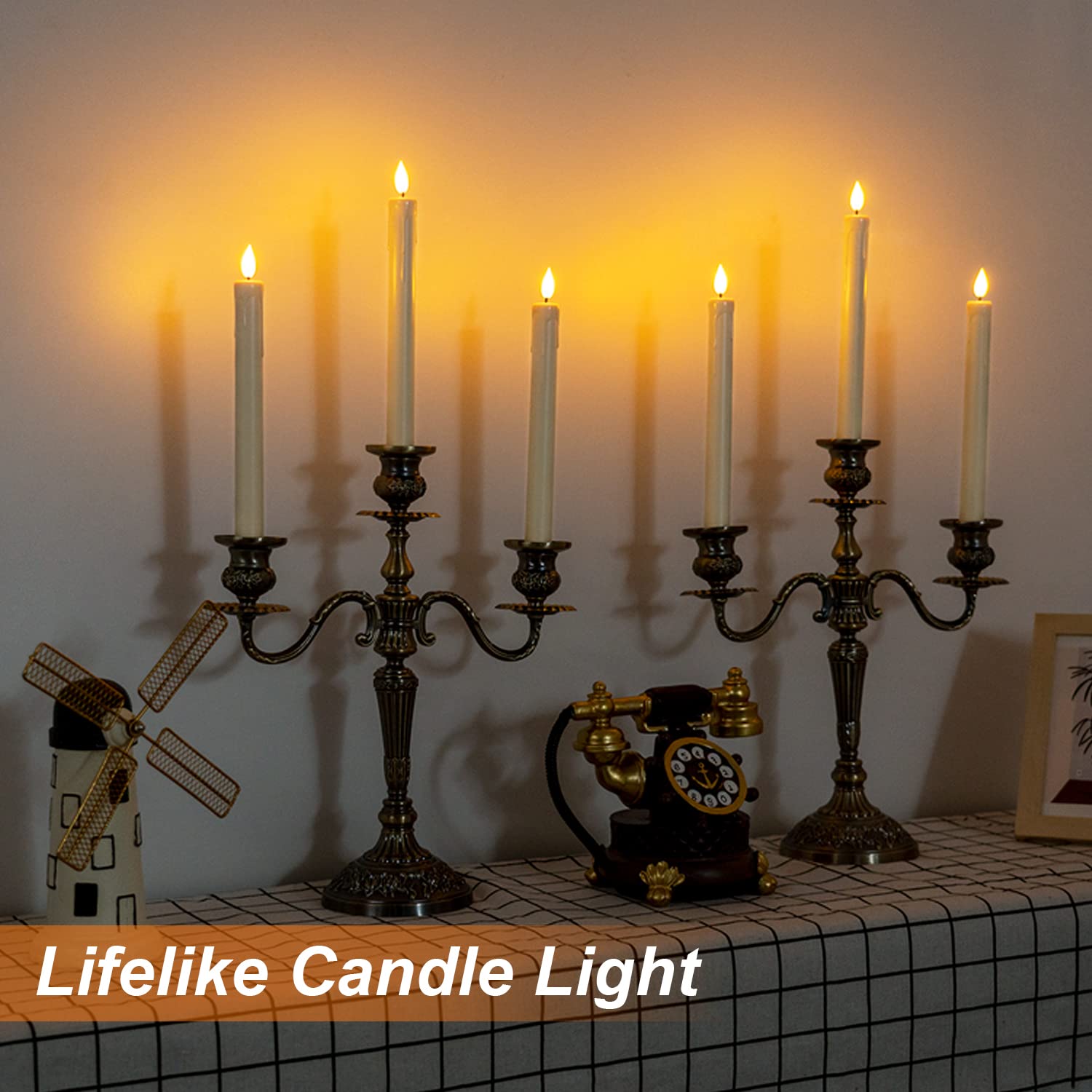 Homemory ivory candle sticks 9.6 inches fit standard holders