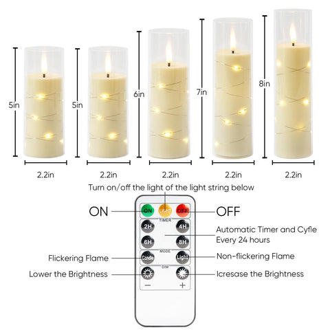 Homemory candle with embedded string lights for a soft starry glow