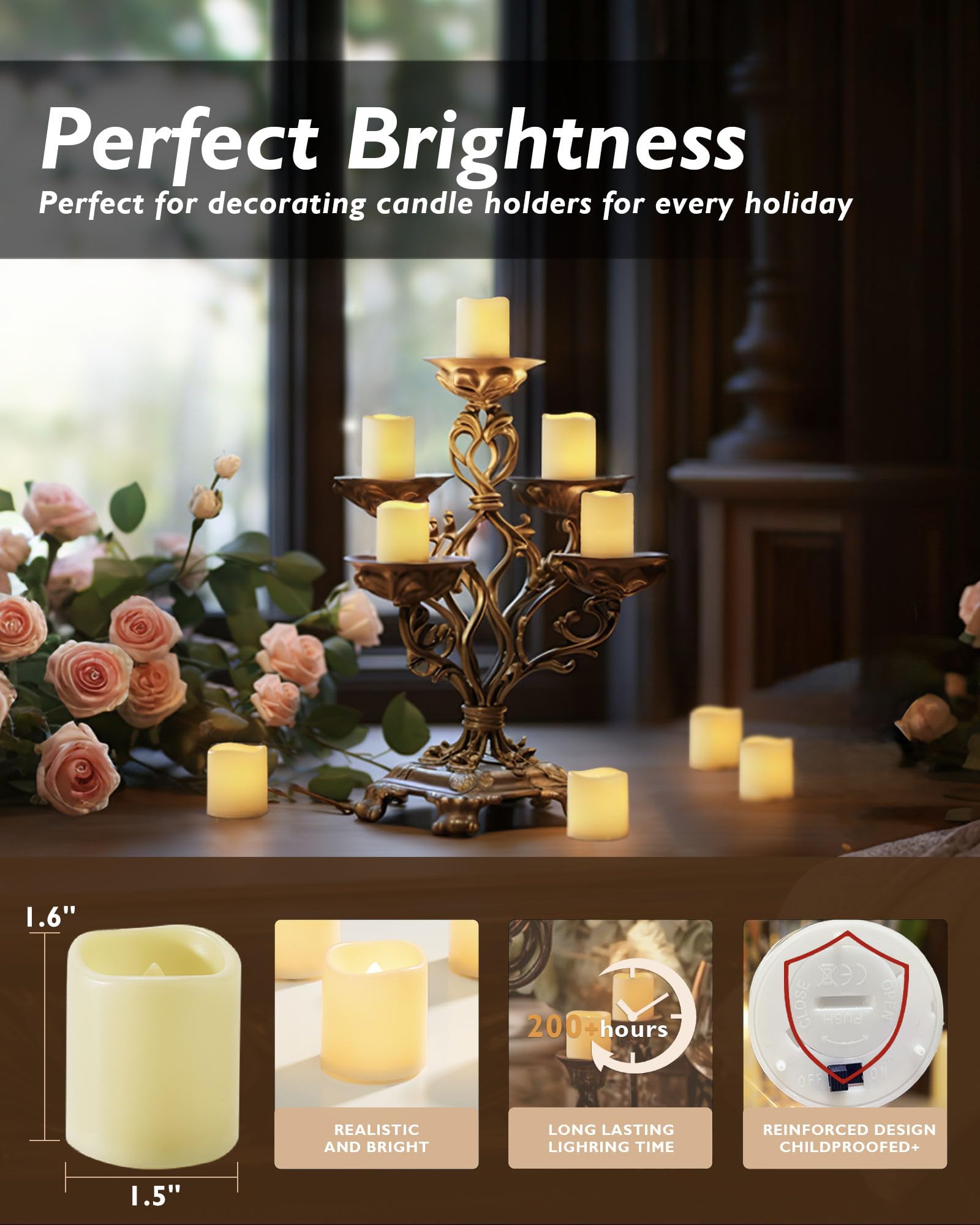 Homemory ivory-shell votive candle lit with soft white flicker