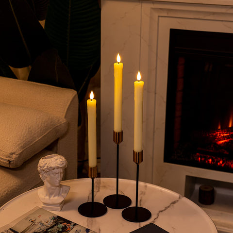 Homemory ivory window candle on a mantel creates romantic ambiance
