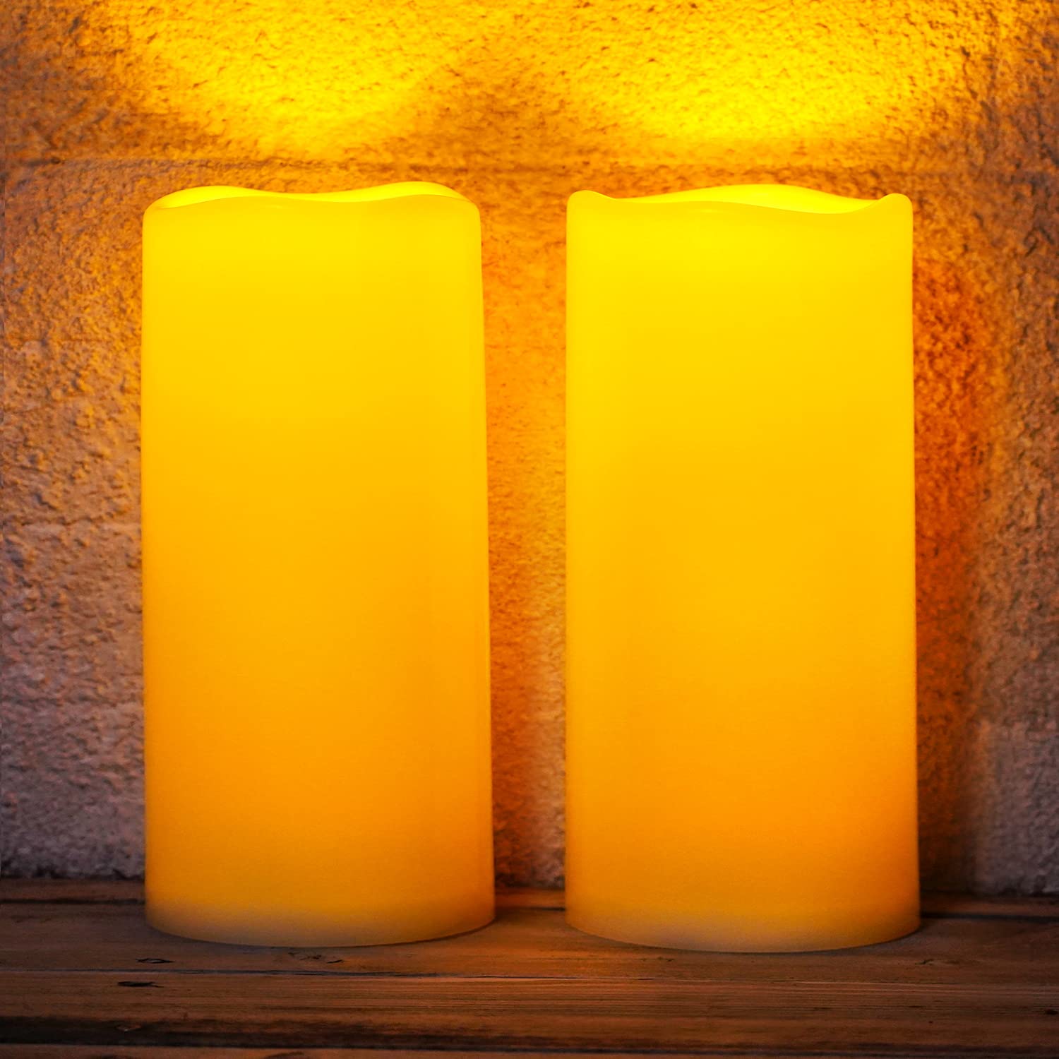 Homemory large solar candles outdoors weatherproof 4x10 inches two-pack for ambiance