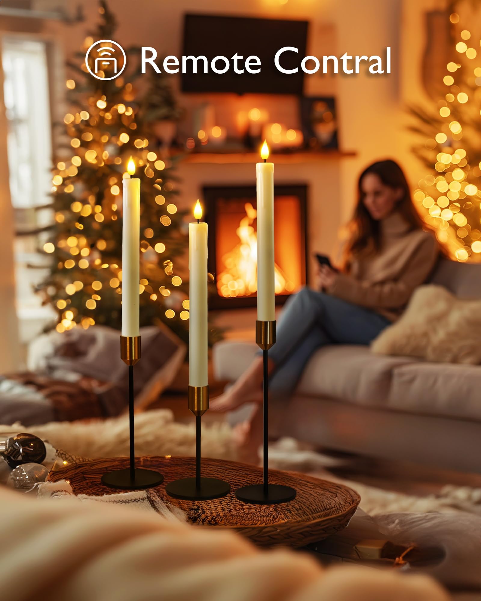 Homemory long-life batteries with 2 AA per candle reduce replacements.