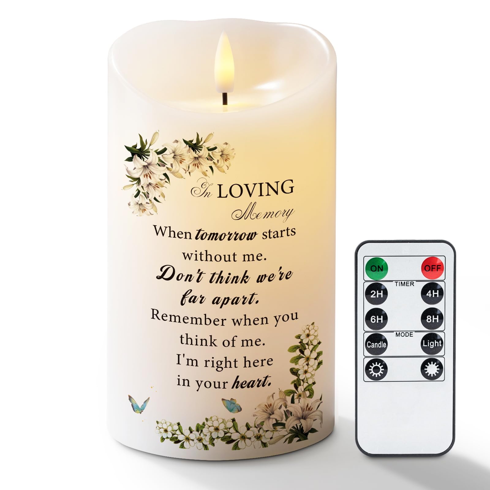 Homemory memorial candle with 3D wick glow for serene remembrance display