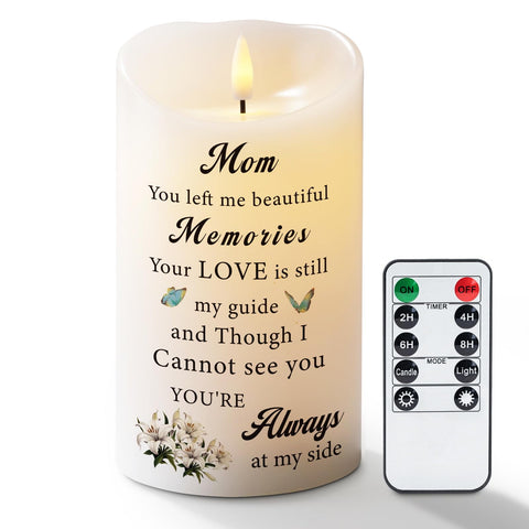 Homemory memorial candle with 3D wick glowing softly for reflection