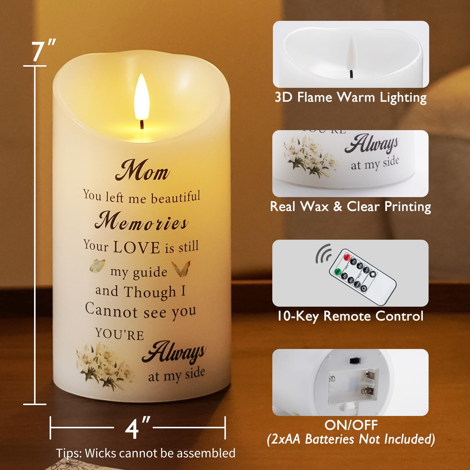 Homemory safe bedside memorial candle without dripping wax
