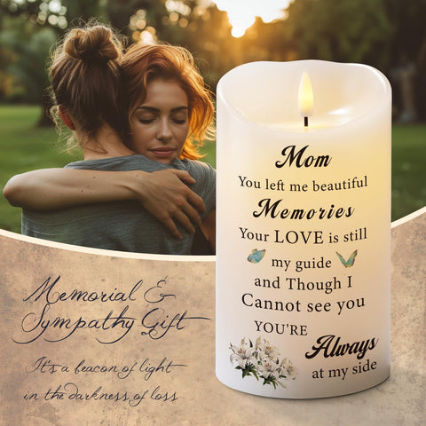 Homemory mantel display memorial candle creates serene ambiance