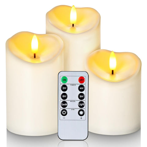 Homemory outdoor flameless candle with ivory 3D-wick for safe, realistic ambience.
