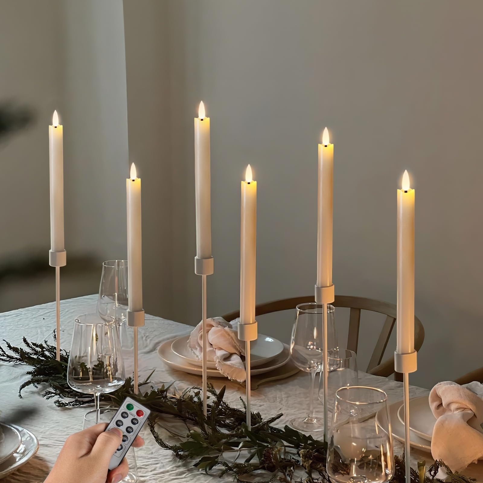Homemory packaging includes six candles and two remotes for easy setup.