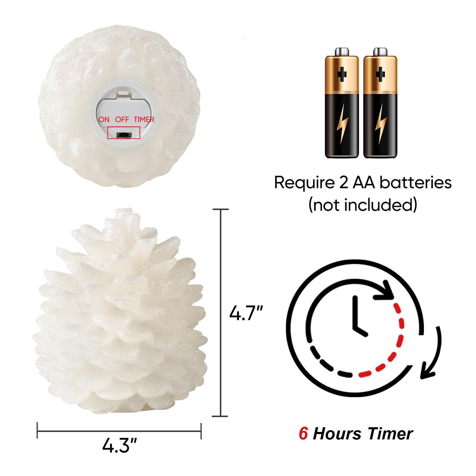 Homemory pine cone candle with 6-hour timer for easy, hands-free ambience.