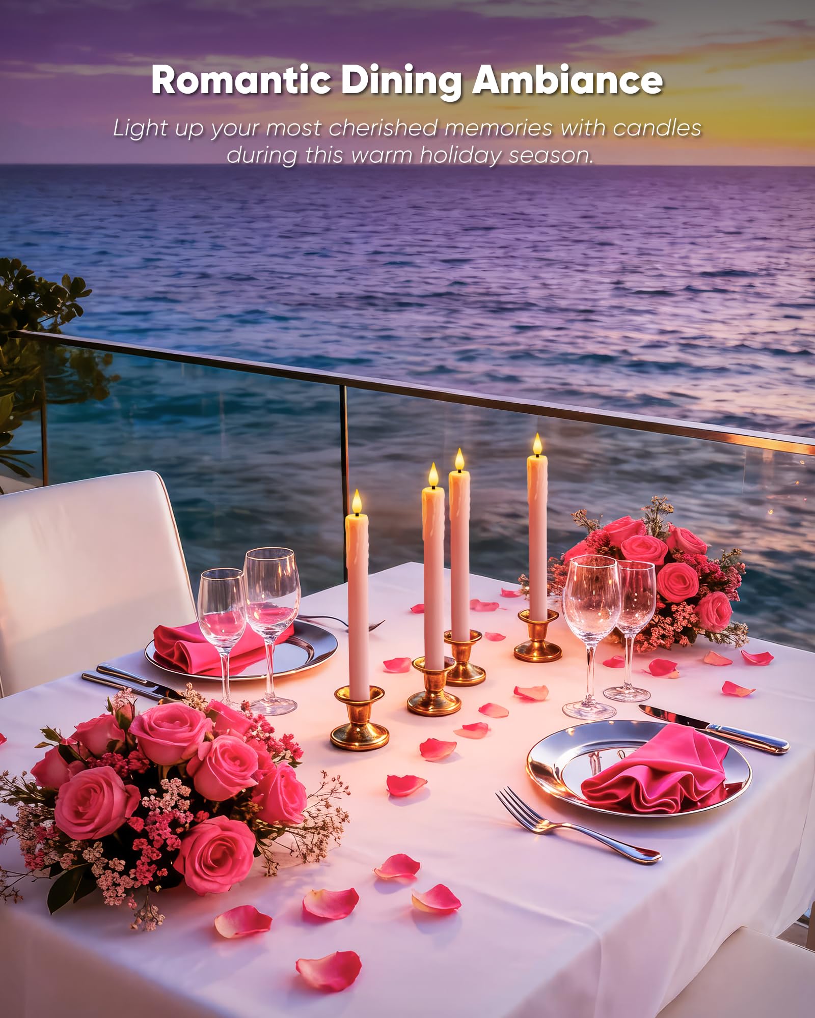 Homemory pink 3D flame LED candle for realistic ambient glow.