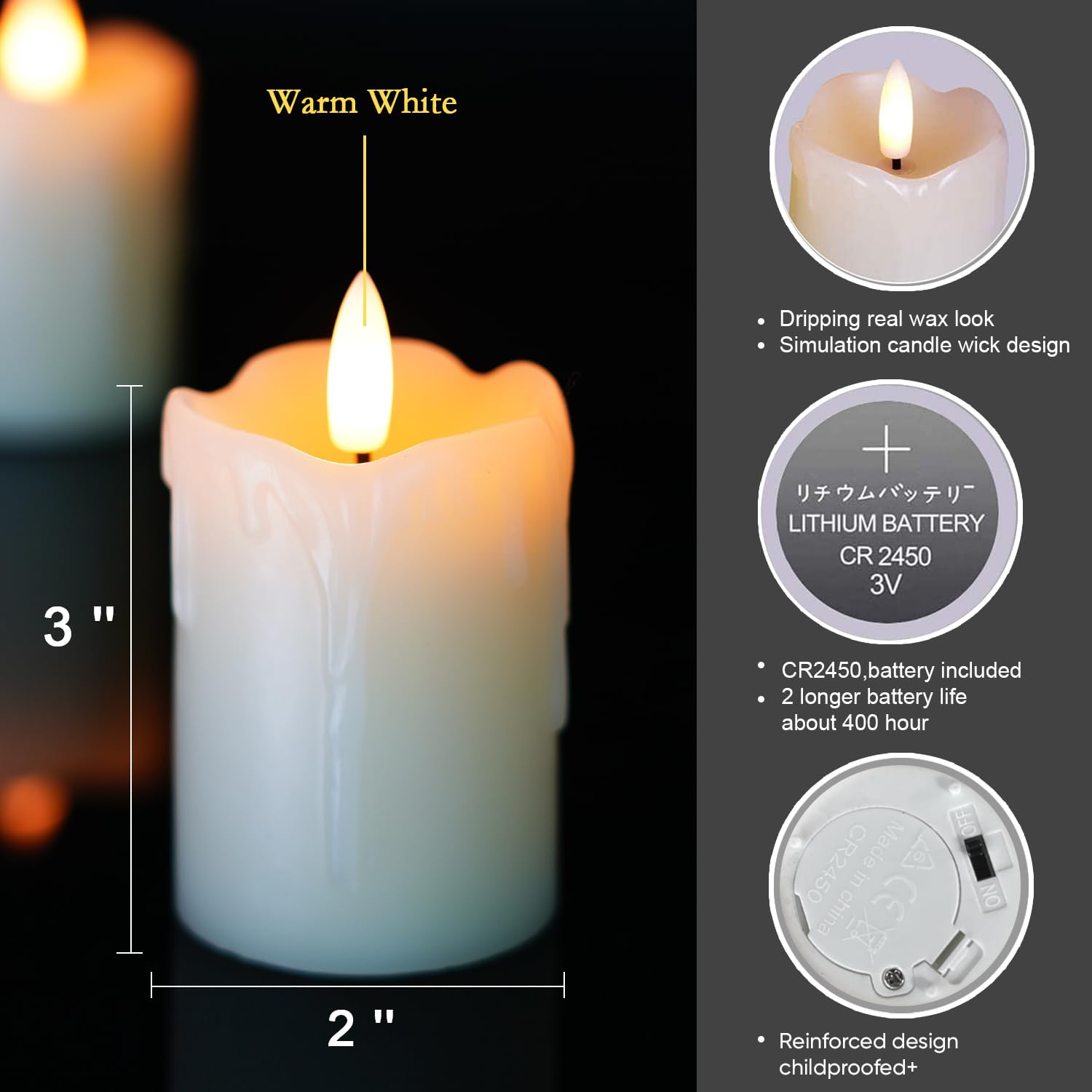 Homemory real-wax 3D flame close-up showing melted-edge detail and lifelike flicker