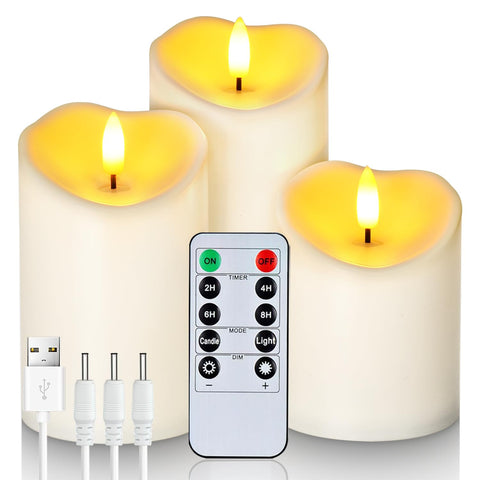 Homemory rechargeable flameless candles 4-5-6 inch glow for tabletops