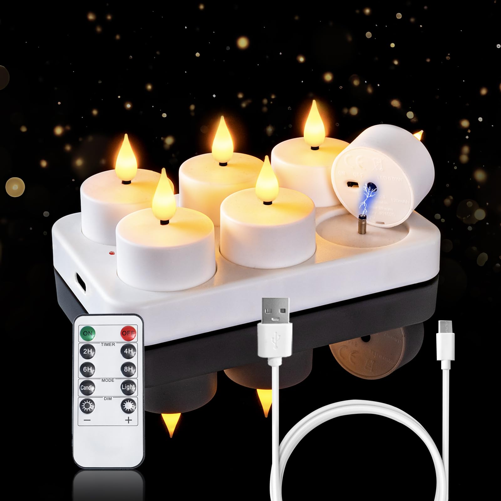 Homemory rechargeable LED tea light with flameless glow for ambient decor