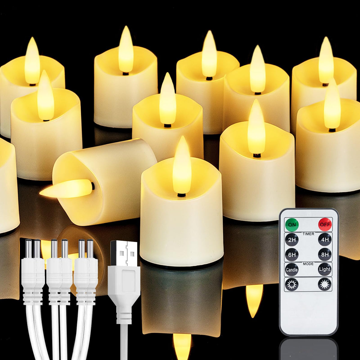 Homemory rechargeable tea light with USB charging delivers long-lasting ambient glow.