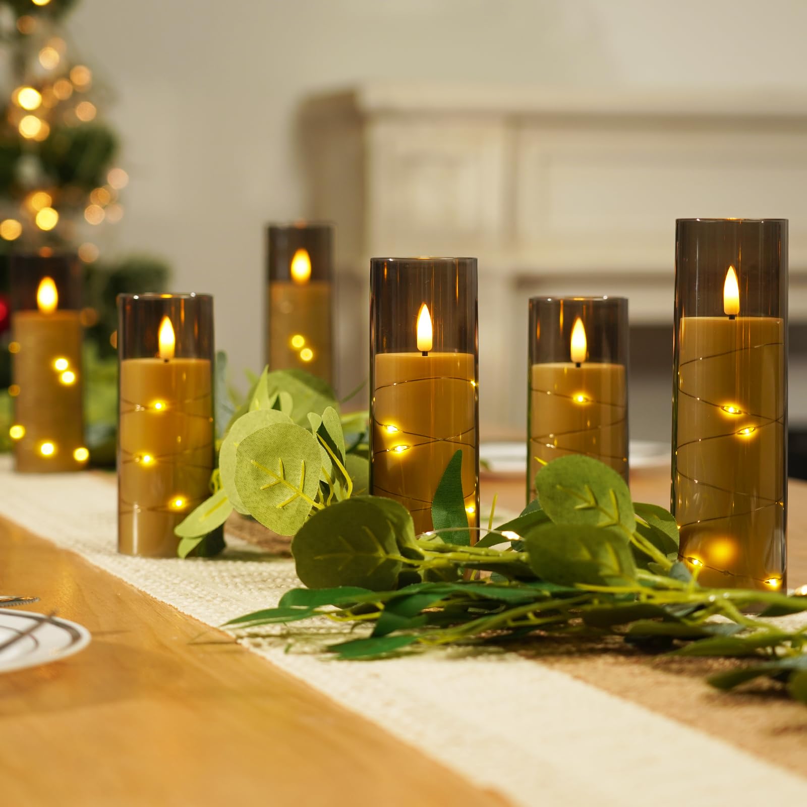 Homemory candle set with remote control for easy brightness and mode adjustments.