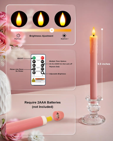 Homemory remote-taper candle with adjustable brightness for mood lighting.