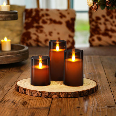 Homemory grey candles with remote and timer for automatic daily on/off