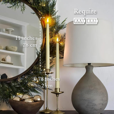 Homemory ivory 11-inch LED taper candle fits standard holders securely.