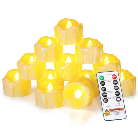 Homemory remote-timer tea light with ivory base creates safe, adjustable ambiance