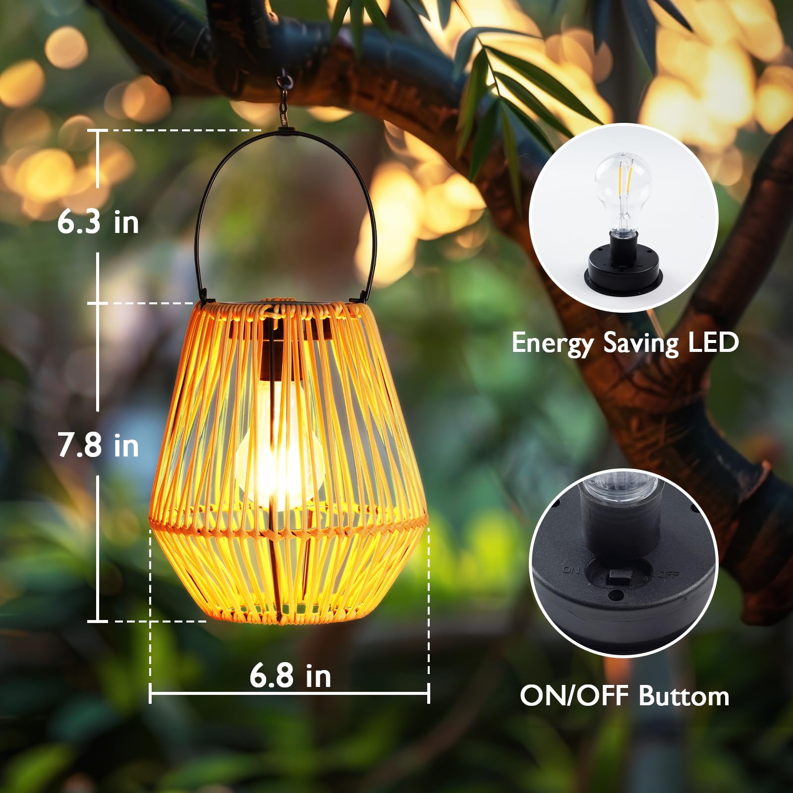 Homemory garden lantern casts gentle light along garden paths.