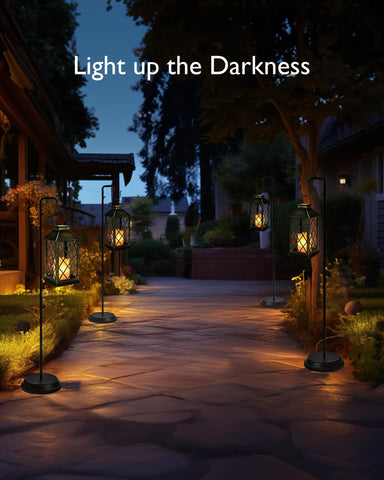 Tabletop placement of Homemory solar lanterns adds decorative light to a patio.