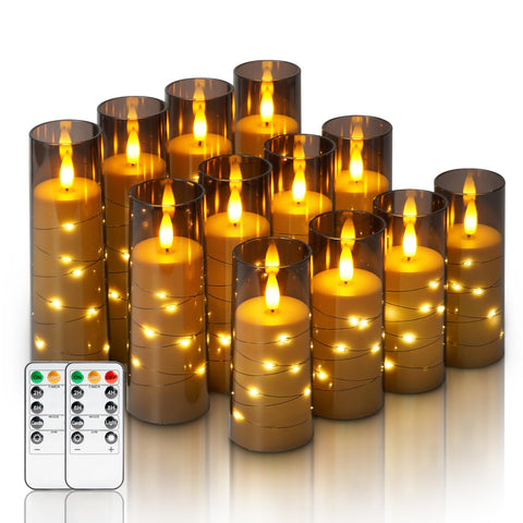 Homemory flameless candles with star string lights create romantic wedding ambiance, safe for pets and kids.