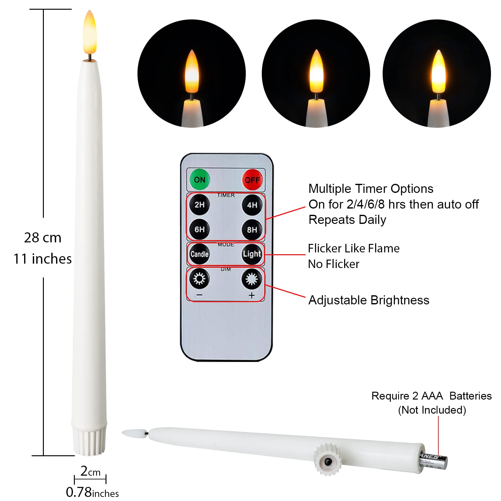 Homemory 11-inch taper candles in holders on a cozy window display.