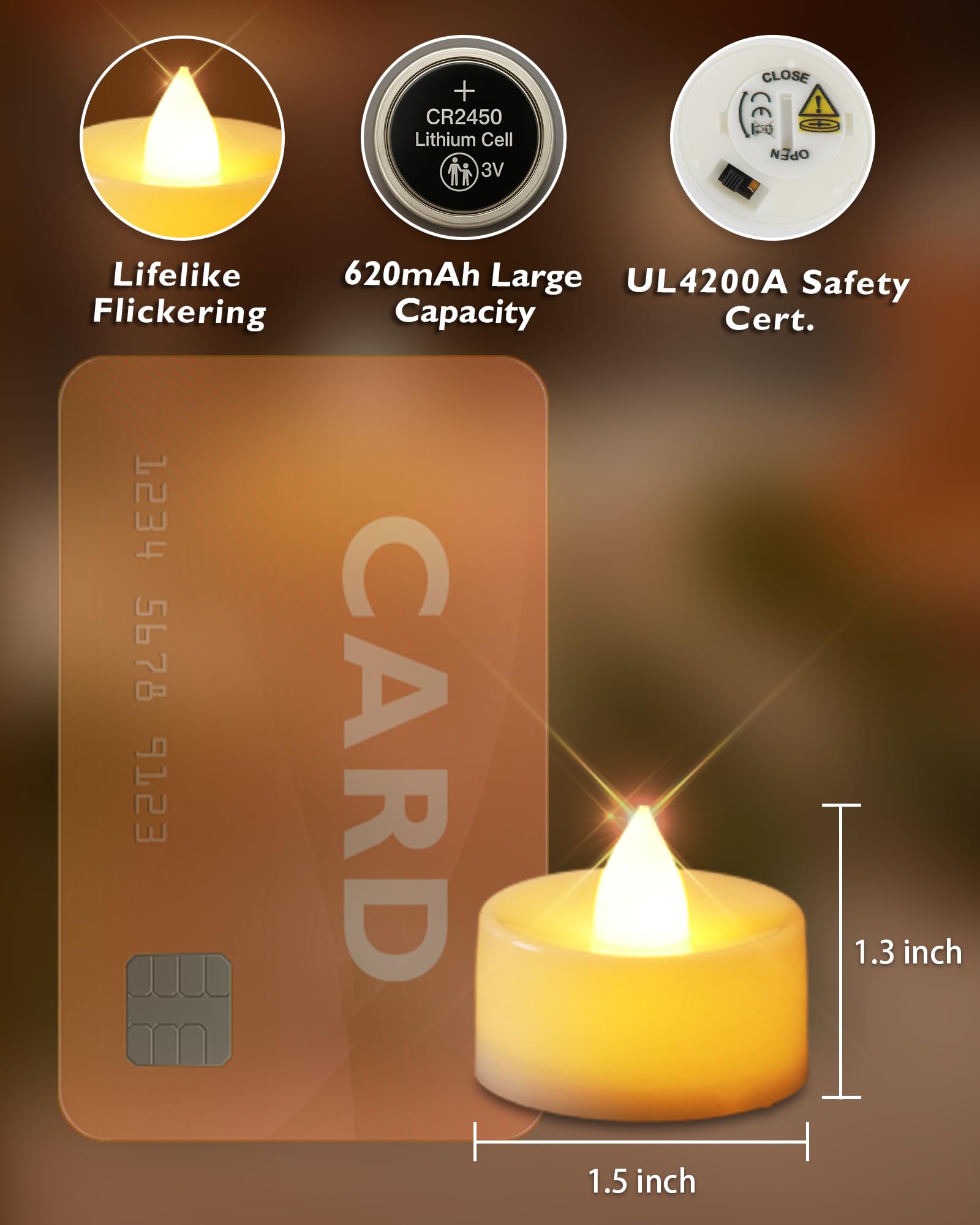 Homemory flickering tea light in holder delivers realistic candle look safely