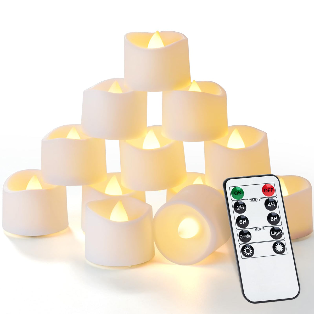 Homemory remote-control tea lights create easy, hands-free ambiance.