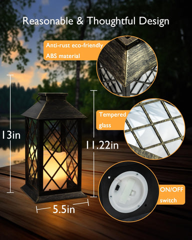 Tempered glass and bronze finish give a premium look to the Homemory lantern.