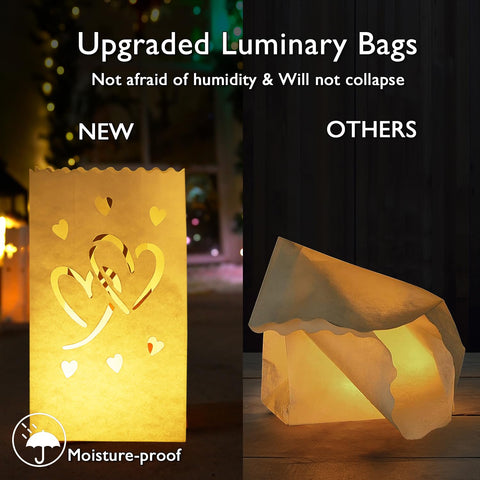 Homemory white heart luminary bag designed for outdoor events