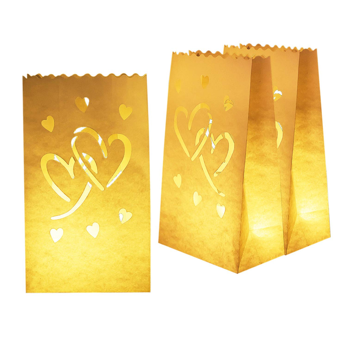 Homemory Valentine heart luminary bag lights a romantic outdoor pathway