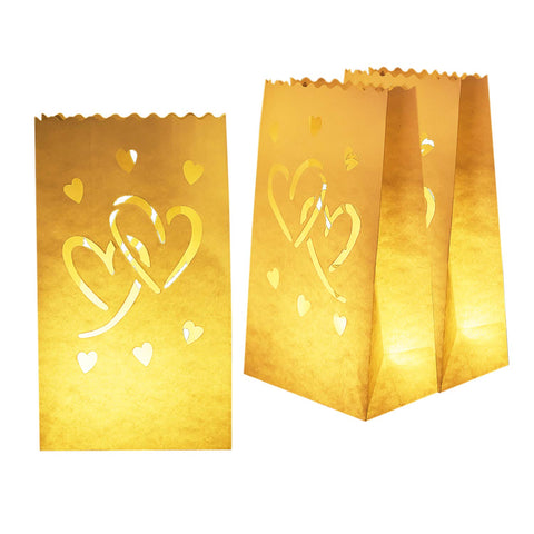 Homemory Valentine heart luminary bag lights a romantic outdoor pathway