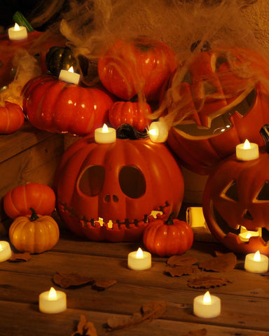 Homemory LED tea lights feature a warm flicker for cozy table settings.