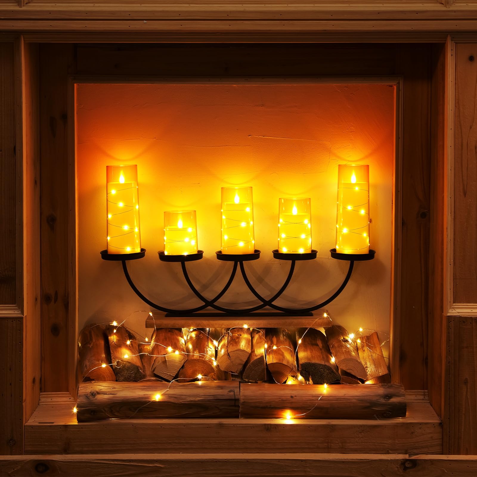 Warm glow and adjustable brightness from Homemory candles enhance home decor.