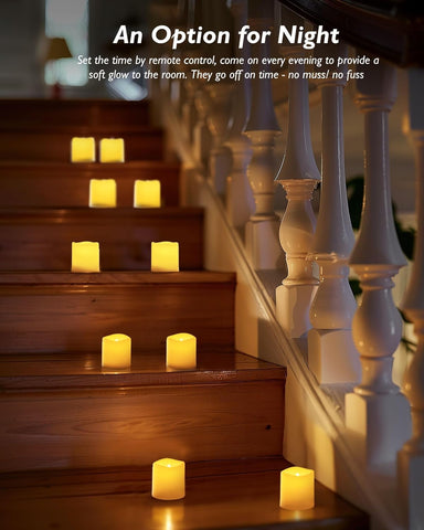 Homemory warm-white flicker candles create cozy candle-like ambiance.