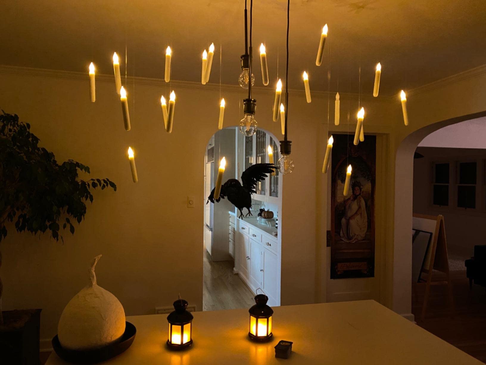Warm white LED tapers by Homemory create inviting ambient glow.