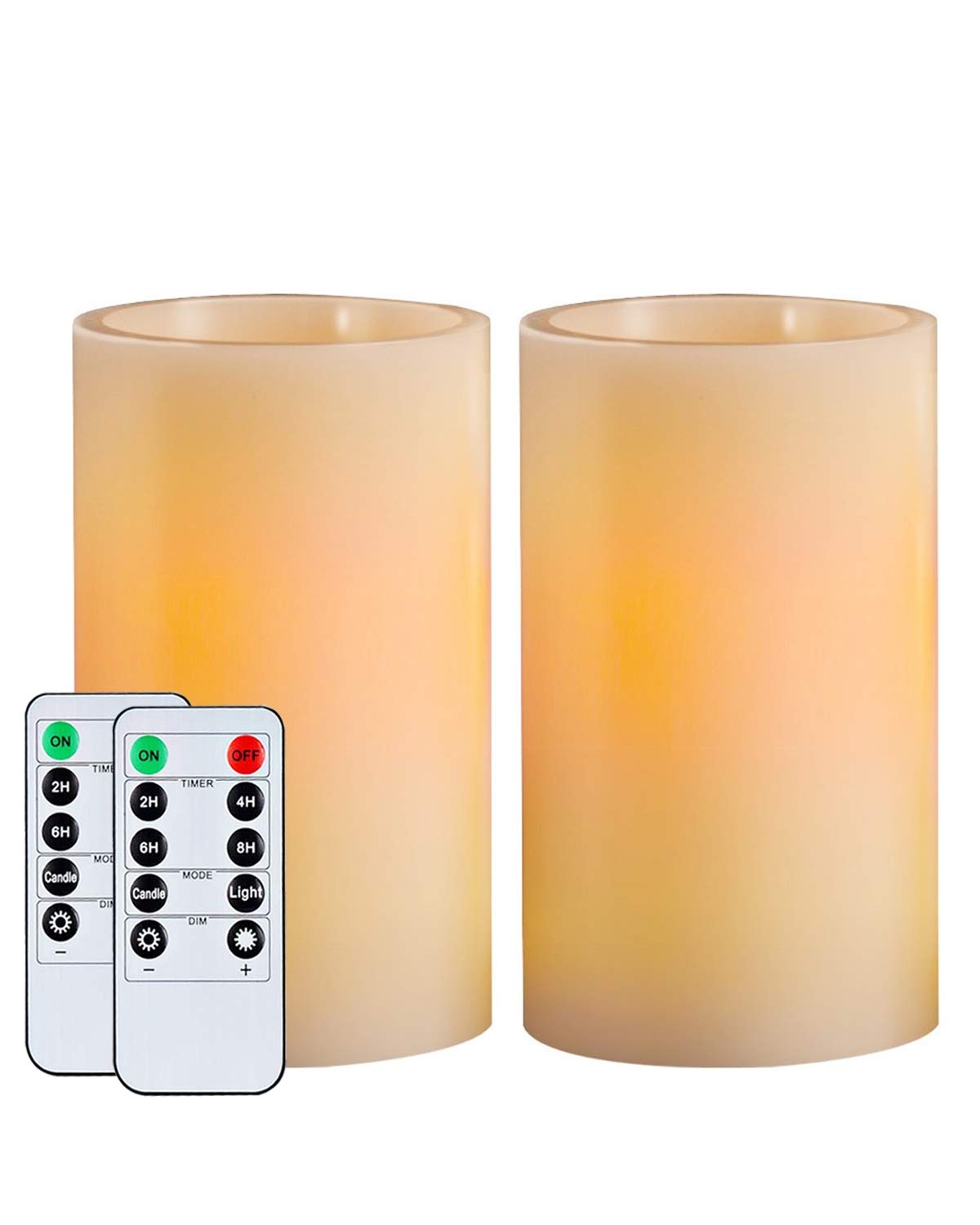 Homemory real wax flameless candle close-up with authentic flicker for decor