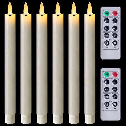 Homemory ivory flameless taper candles, 9.6 inches, 6-pack for elegant wedding decor.
