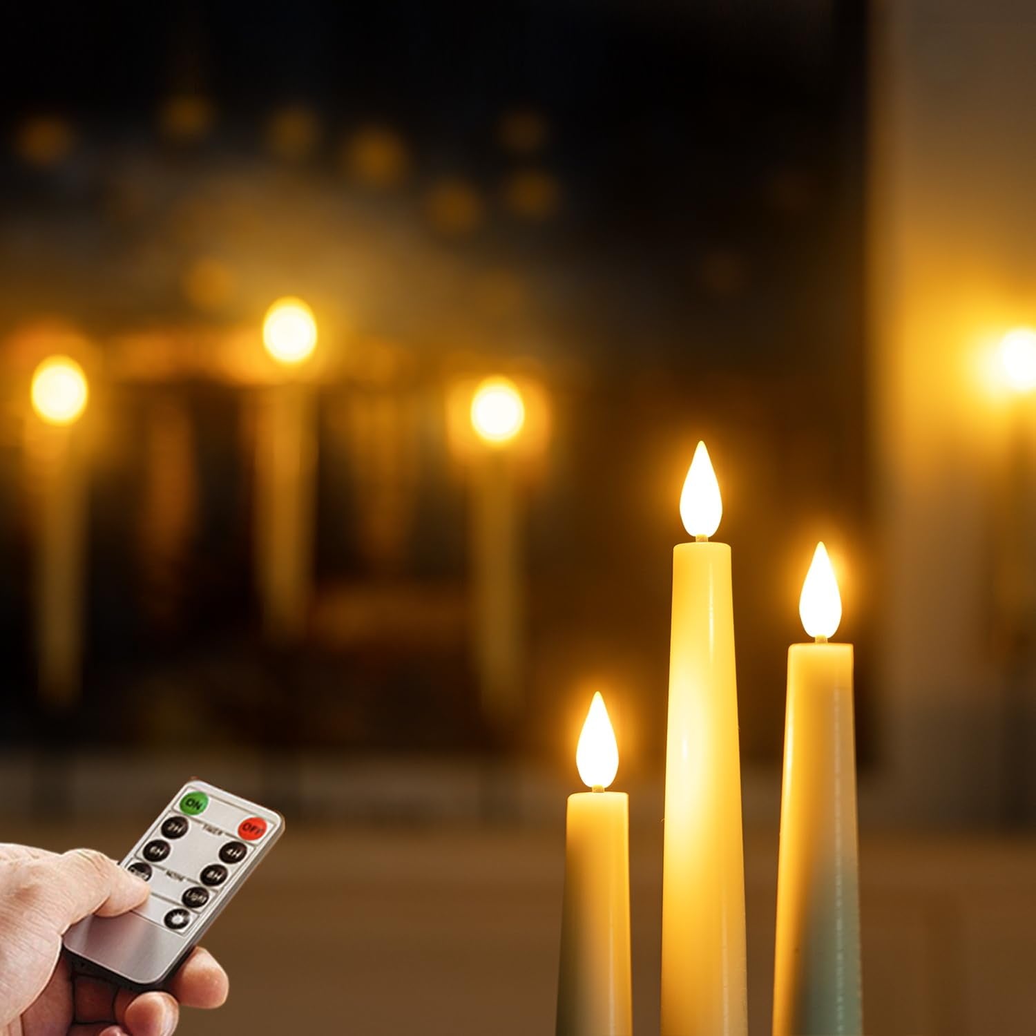 Homemory 9.6-inch LED candle providing dripless, smokeless light at dinners.